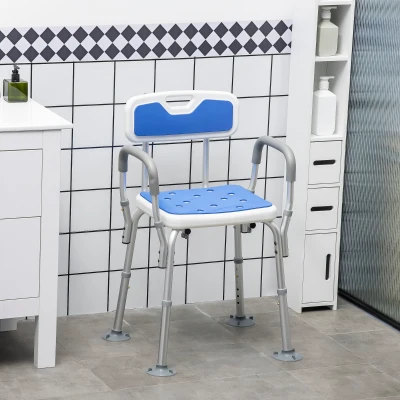 HOMCOM EVA Padded Shower Chair with Arms, Adjustable Height