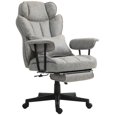 HOMCOM Big & Tall Massage Office Chair with Footrest, Gray