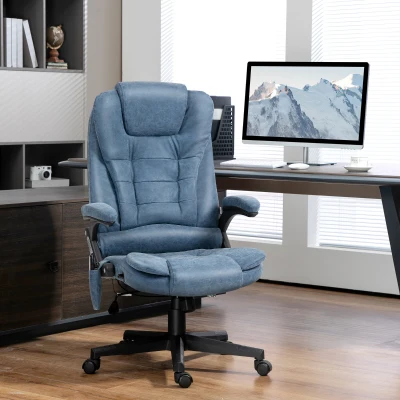HOMCOM Blue Heated Massage Office Chair with Recline & Remote