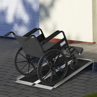 HOMCOM 5' Portable Skidproof Wheelchair Ramp, Foldable