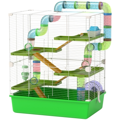 PawHut 23" 5-Tier Hamster Cage with Wheel, Green