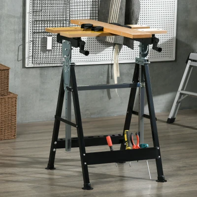 HOMCOM Adjustable Work Bench Tool Stand, Steel Frame, 220lbs