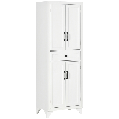 HOMCOM 67" Kitchen Pantry with Drawer & Adjustable Shelves, White