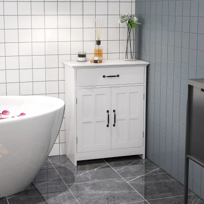 Kleankin Modern Bathroom Cabinet, White, 2 Doors & Drawer