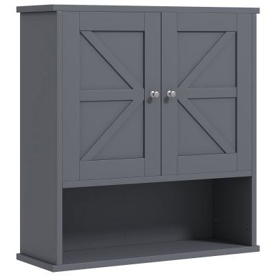 kleankin Farmhouse Wall Medicine Cabinet with Barn Doors, Gray