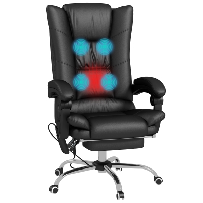 Vinsetto PU Leather Massage Office Chair, Black, Adjustable Height