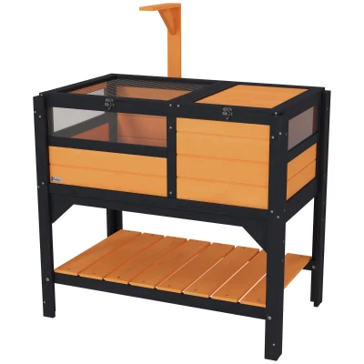 PawHut Tortoise Habitat with Shelf Storage, Light Gray