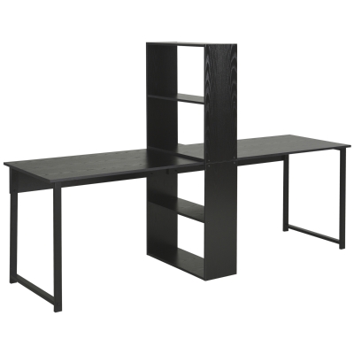 HOMCOM 88" 2-Person Computer Desk with Storage, Black