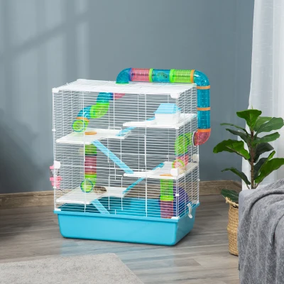 PawHut Extra Large 23" Hamster Cage with Tubes, Light Blue