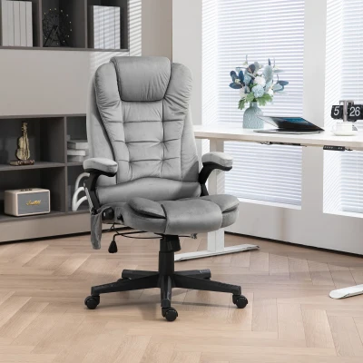 HOMCOM Velvet Executive Office Chair with Heat & Massage, Gray