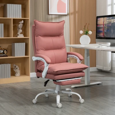 Vinsetto Pink Executive Massage Office Chair with Footrest & Heat