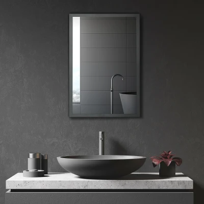 Kleankin Wall-Mounted Medicine Cabinet, Black with Mirror & Shelves