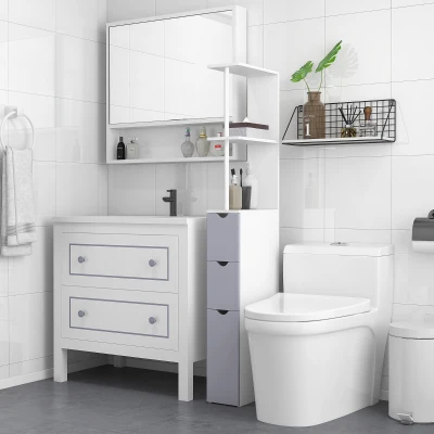HOMCOM 54" Bathroom Storage Cabinet with Shelves & Drawers, White