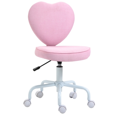 HOMCOM Heart Shaped Office Chair, Adjustable Height, Pink