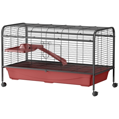 PawHut 48" Small Animal Cage, Pet Play House with Wheels