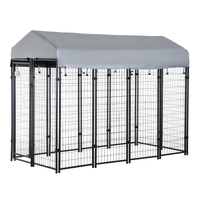 PawHut 8′ x 4′ Dog Playpen, Outdoor Kennel with Canopy