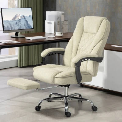 Vinsetto Massage Reclining Office Chair with Footrest, Beige
