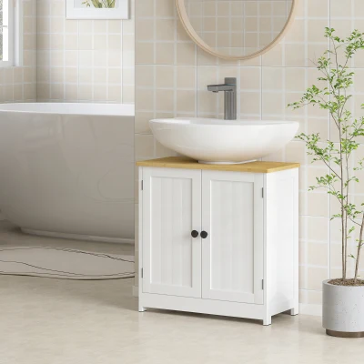 Kleankin Bathroom Vanity Under Sink Storage Cabinet, 23.5" White