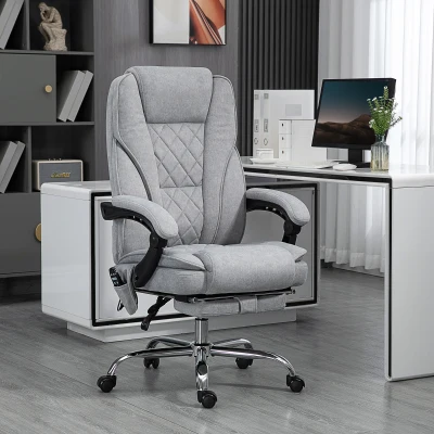 Vinsetto Massage Reclining Office Chair with Heat & Footrest