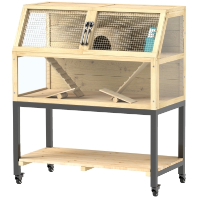 Hamster Cage 34.3" W x 16.9" D x 39.8" H Natural Wood