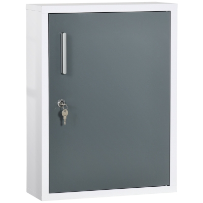 Kleankin Locking Bathroom Medicine Cabinet, White & Gray