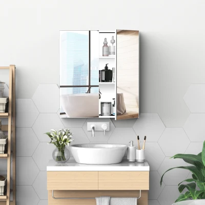 kleankin 24"x26" Wall-Mounted Medicine Cabinet, Silver
