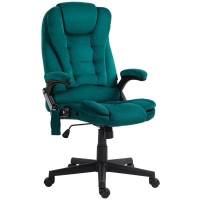 Vinsetto Velvet Executive Office Chair w/ Heat & Massage, Green