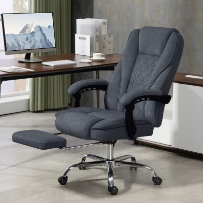 Vinsetto Massage Reclining Office Chair with Footrest, Charcoal Gray