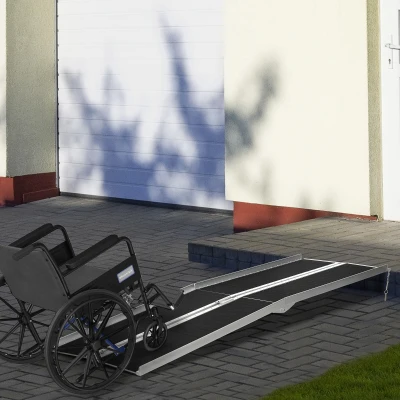 HOMCOM 8' Portable Skidproof Wheelchair Ramp for Home