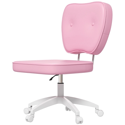 Vinsetto Pink PU Leather Office Chair, Armless, Swivel, Adjustable