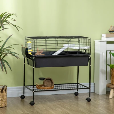PawHut Two-Story Small Animal Cage, 33" x 18.5", Charcoal Gray