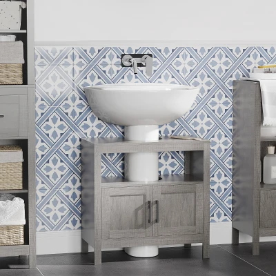 Kleankin Pedestal Sink Storage Cabinet, Gray