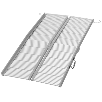 HOMCOM 5' Foldable Aluminum Wheelchair Ramp, Silver