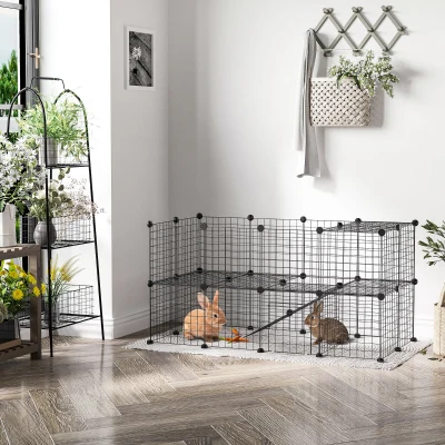 PawHut 36 Panels Small Animal Playpen with Door, 14"x14"