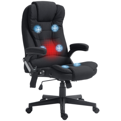 HOMCOM Massage Office Chair with Heat, Reclining High Back, Black