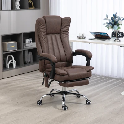 Vinsetto Massage Office Chair, Reclining with Heat & Footrest, Coffee