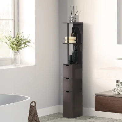 HOMCOM 54" Bathroom Storage Cabinet with Shelves & Drawers, Brown