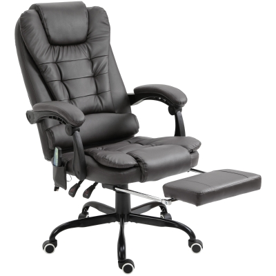 Vinsetto High Back Massage Office Chair with Footrest, Gray