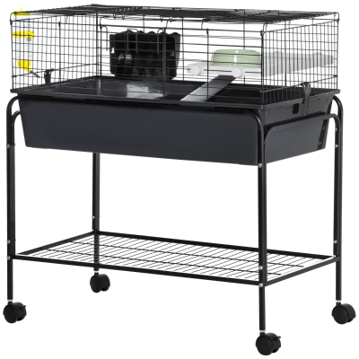 PawHut Two-Story Small Animal Cage, 33" x 18.5", Charcoal Gray