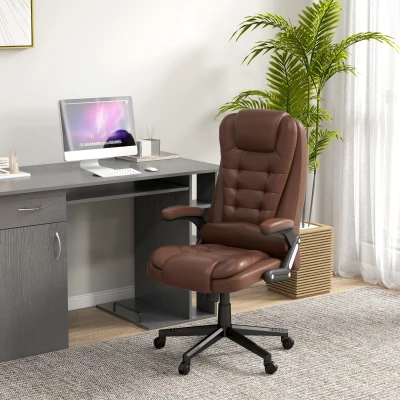 HOMCOM Heated Massage Office Chair with Recline & Remote, Brown