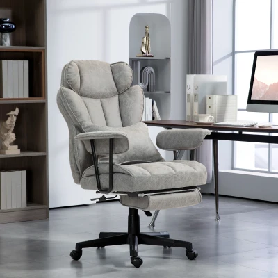 HOMCOM Big & Tall Massage Office Chair with Footrest, Gray