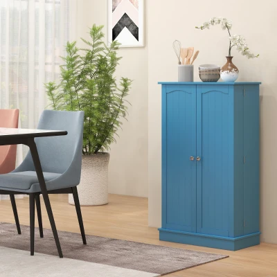 HOMCOM Freestanding Kitchen Pantry Cabinet with 12 Shelves, Blue