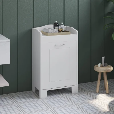 HOMCOM 31" Tilt-Out Laundry Hamper Cabinet, Bathroom Storage, White