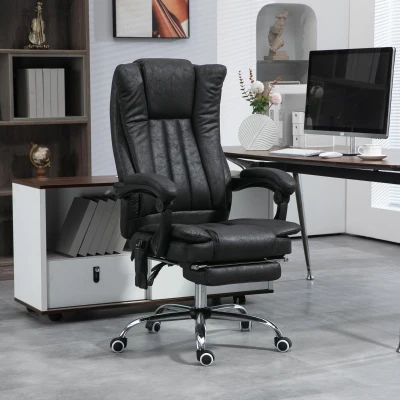 Vinsetto Massage Office Chair, Reclining with Heat, Black
