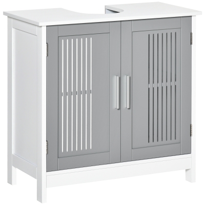 Kleankin Under Sink Bathroom Cabinet, Gray & White
