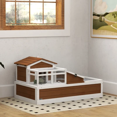 PawHut 3-Room Tortoise Habitat House, 44" x 25.5", Coffee