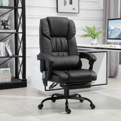 Vinsetto Black Massage Office Chair with Footrest & Remote