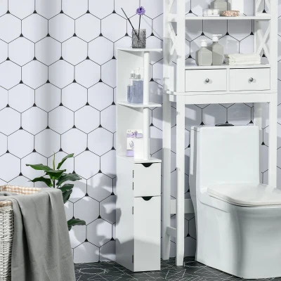 Kleankin Bathroom Storage Cabinet, White, Open Shelves