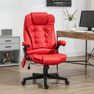 HOMCOM Red Heated Massage Office Chair with Recline & Remote