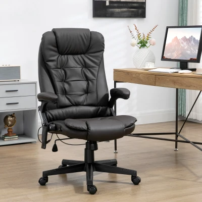HOMCOM Heated Massage Office Chair with Recline & Remote, Dark Brown